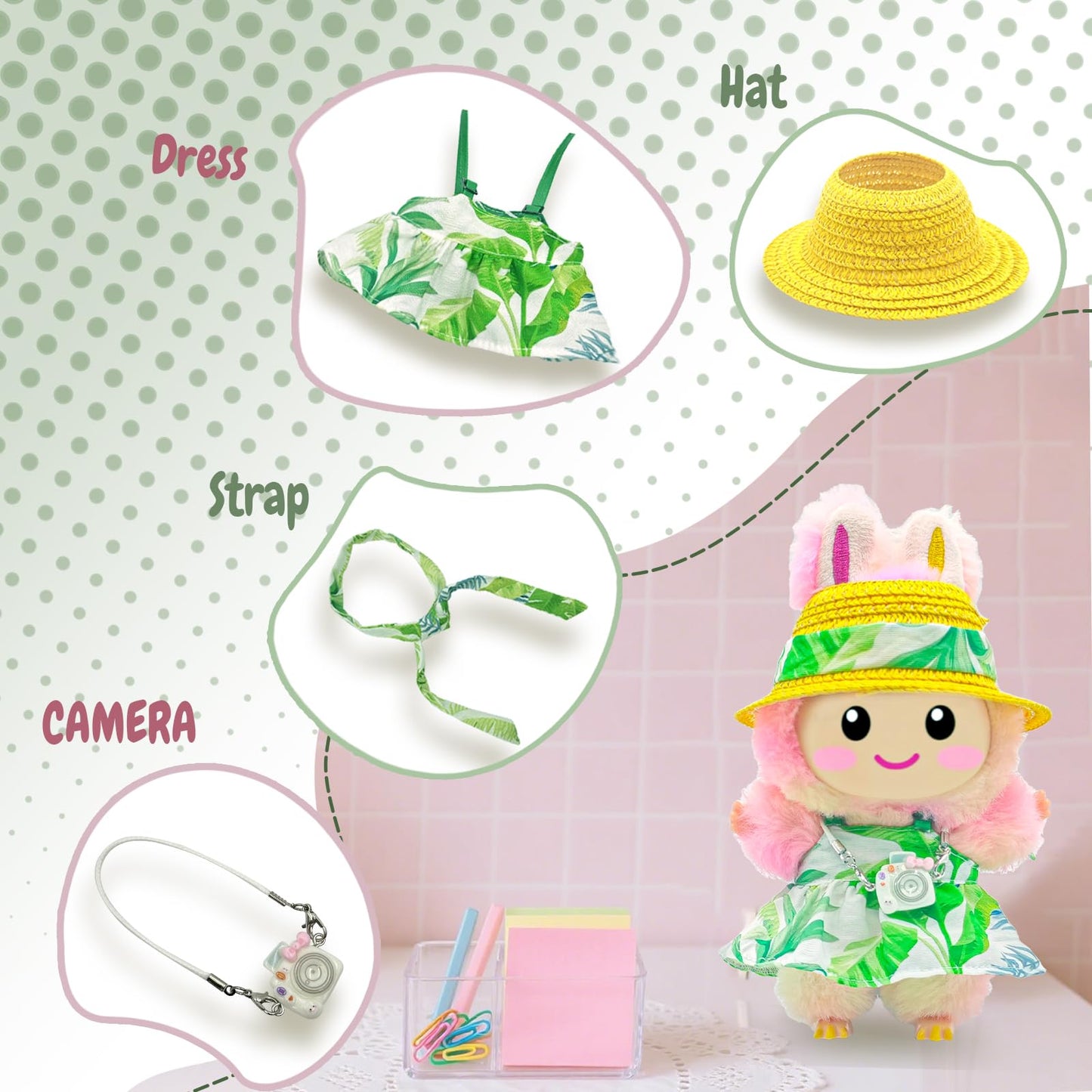 SZC&MFZ Cute 17cm Doll Dress Set – 4Pcs Fashion Designer Outfit for Collectors (Doll Not Included)