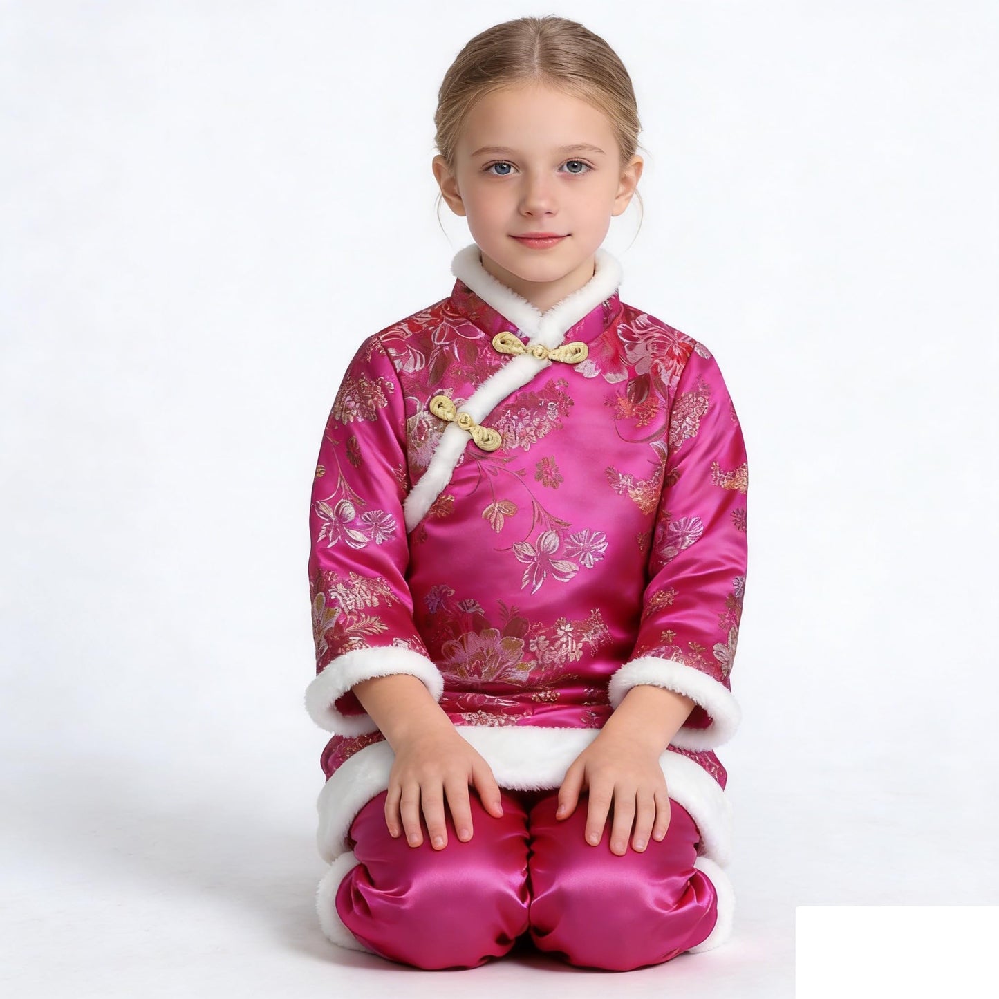 SZCQ Baby Girls Qipao Dress Rose – Quilted Tang Cheongsam, Size 4