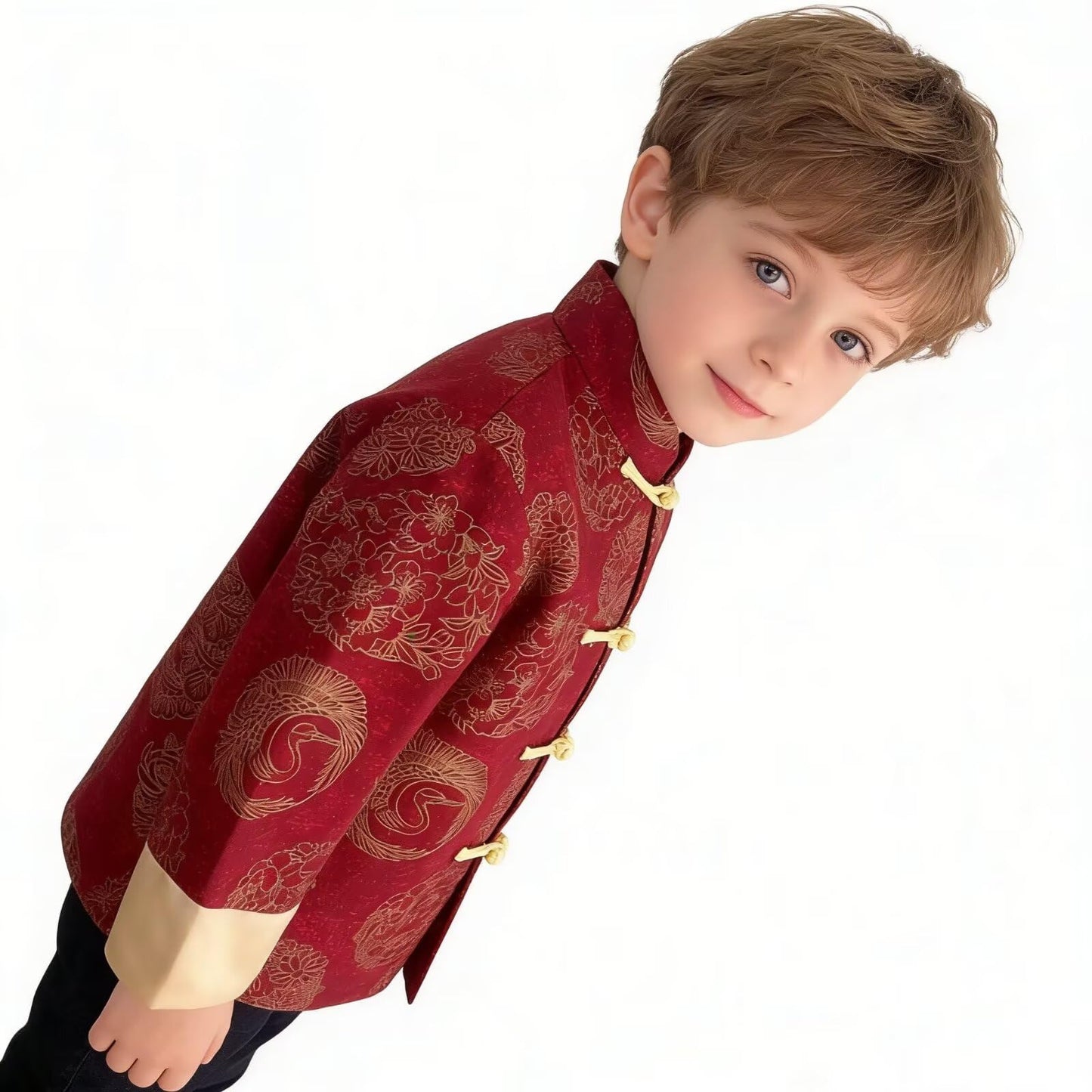 SZCQ Boys Lunar New Year Dragon Jacket - Tang Style Coat for Kids
