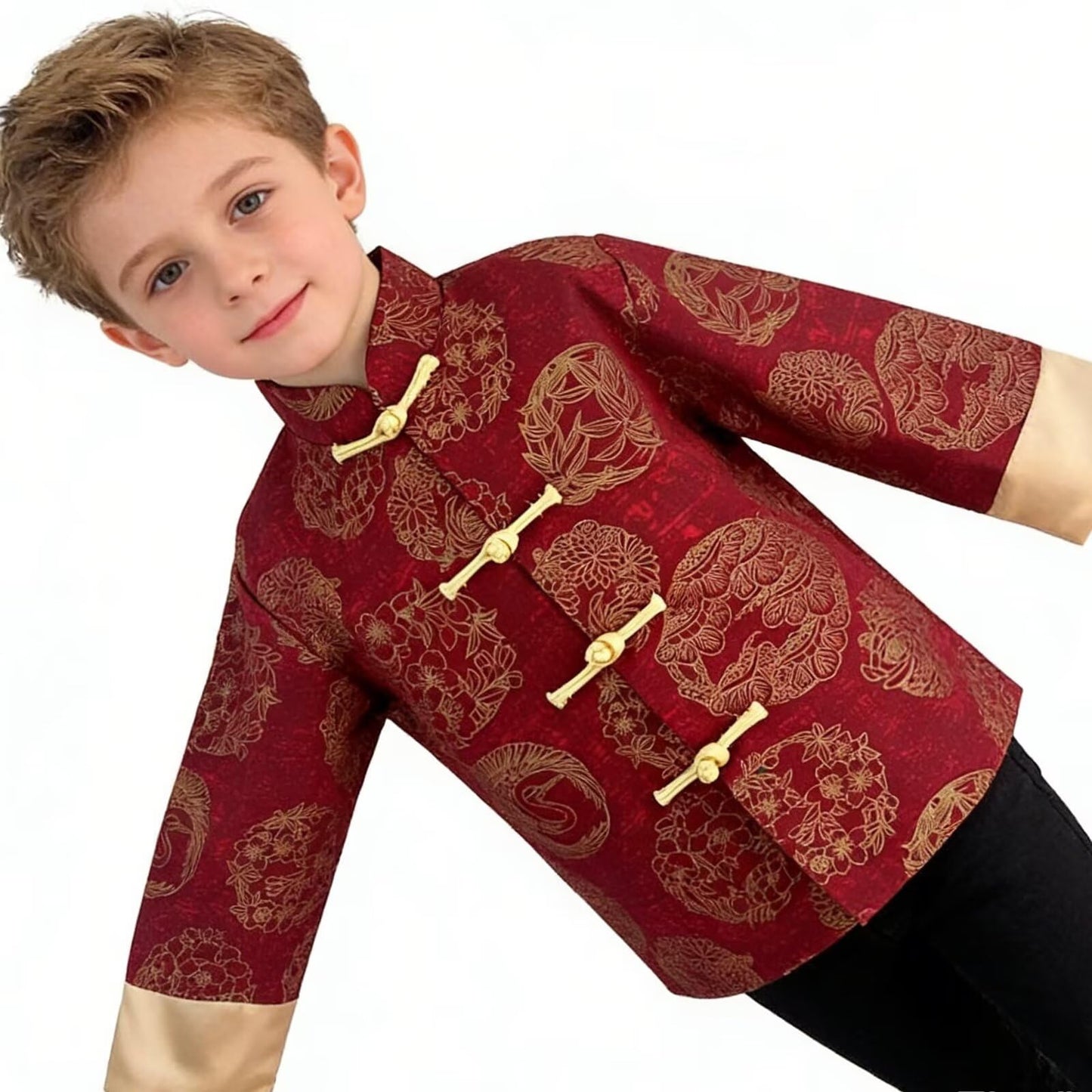 SZCQ Boys Lunar New Year Dragon Jacket - Tang Style Coat for Kids