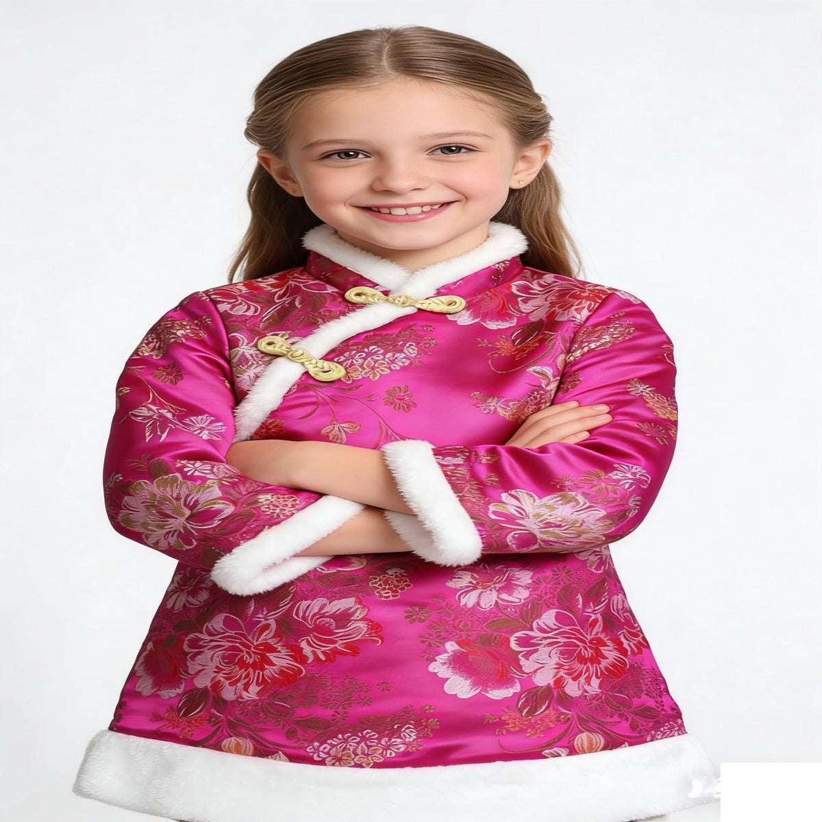 SZCQ Baby Girls Qipao Dress Rose – Quilted Tang Cheongsam, Size 4