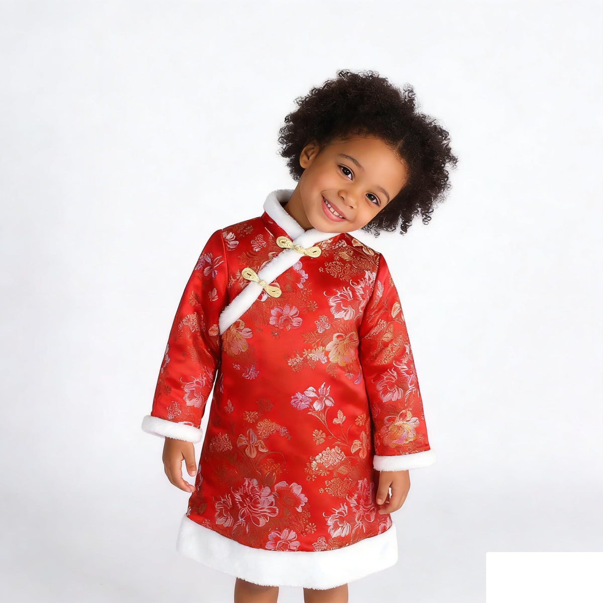 SZCQ Baby Girls Qipao Dress Red Traditional Cheongsam with Quilted Coat (Size 8)
