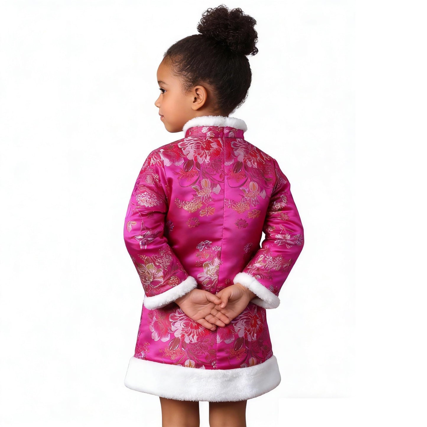SZCQ Baby Girls Qipao Dress Rose – Quilted Tang Cheongsam, Size 4