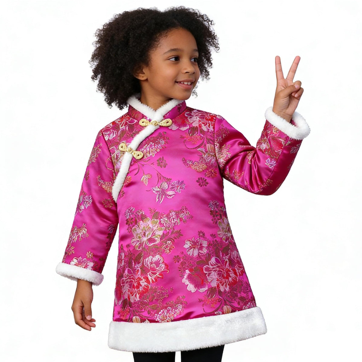 SZCQ Baby Girls Qipao Dress Rose – Quilted Tang Cheongsam, Size 4