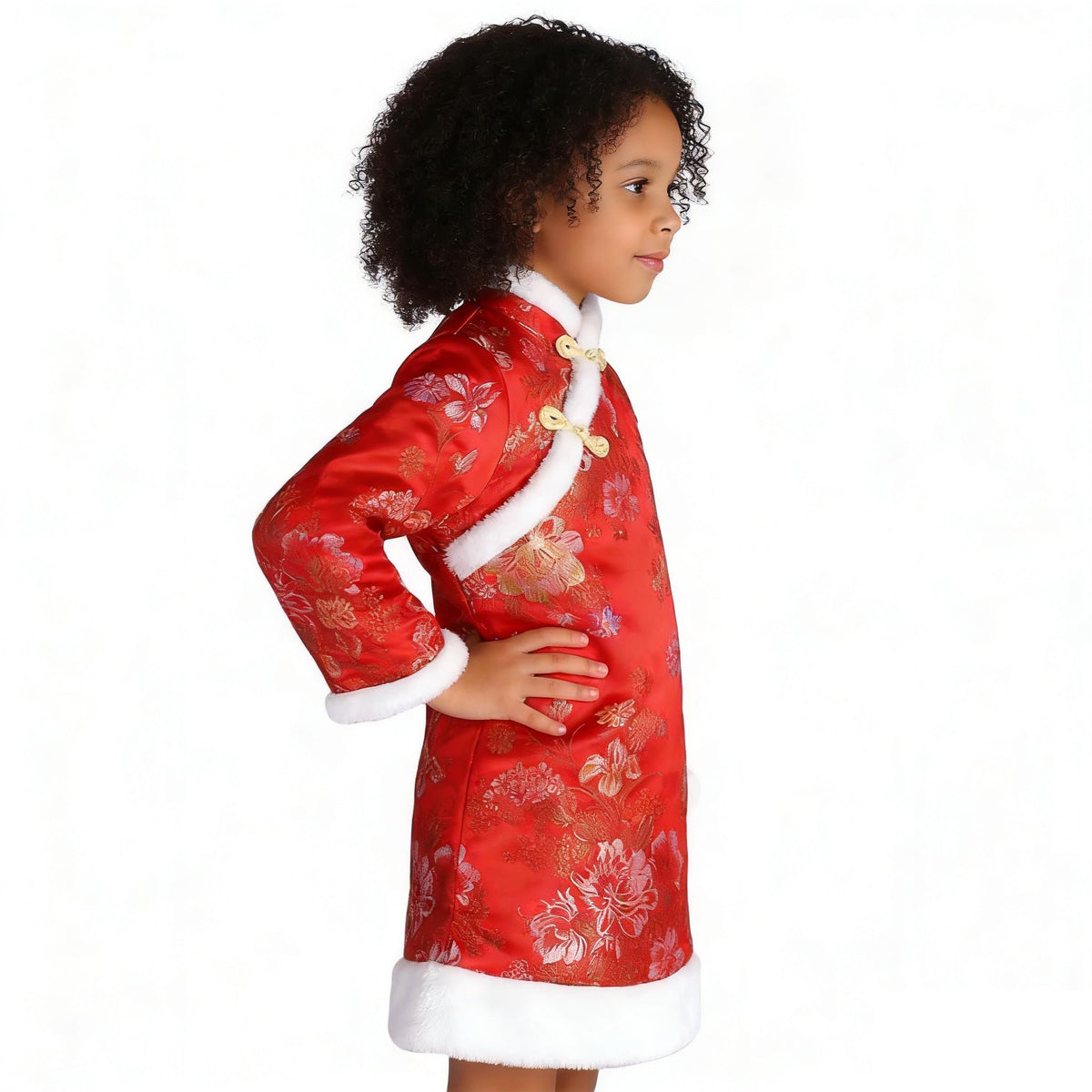 SZCQ Baby Girls Qipao Dress Red Traditional Cheongsam with Quilted Coat (Size 8)