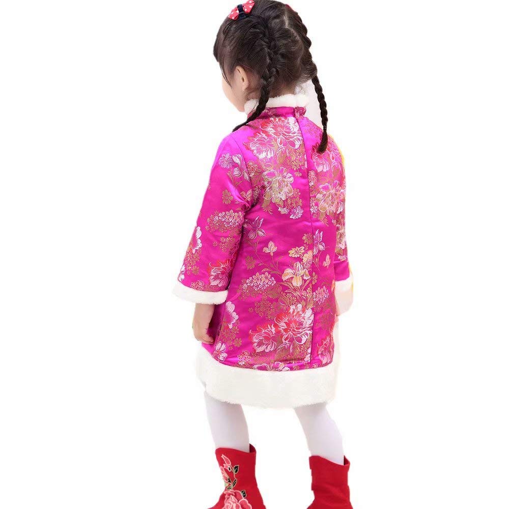 SZCQ Baby Girls Qipao Dress Rose – Quilted Tang Cheongsam, Size 4