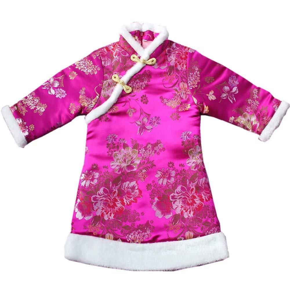 SZCQ Baby Girls Qipao Dress Rose – Quilted Tang Cheongsam, Size 4