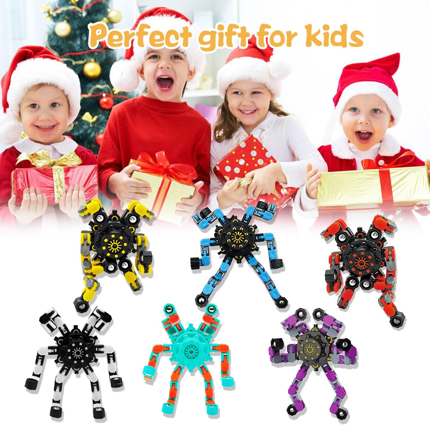 Szcuelz Valentines Transformable Fidget Spinner | 60pc DIY Robot Toy & Sensory Fidget