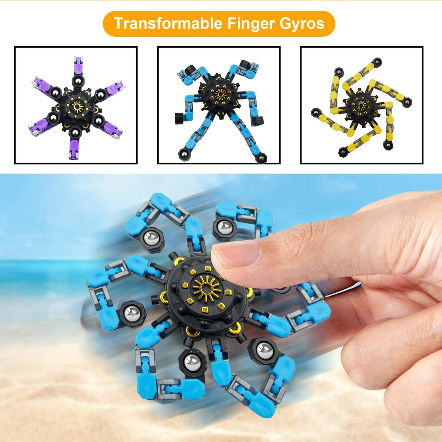 Szcuelz Valentines Kids Classroom 36PC Transformable Fidget Spinner – Sensory DIY Robot Toy
