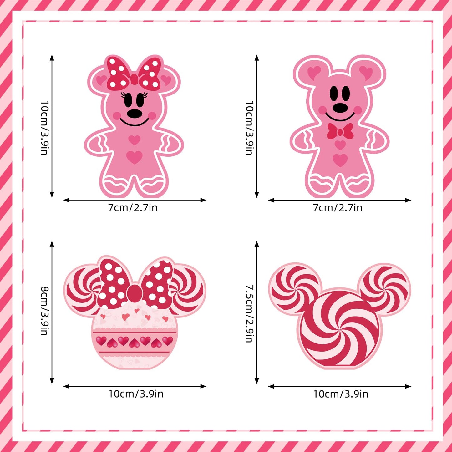SZTZPW 4pcs Valentines Day Mouse Decorations – Pink Double-Sided Centerpieces for Tiered Trays
