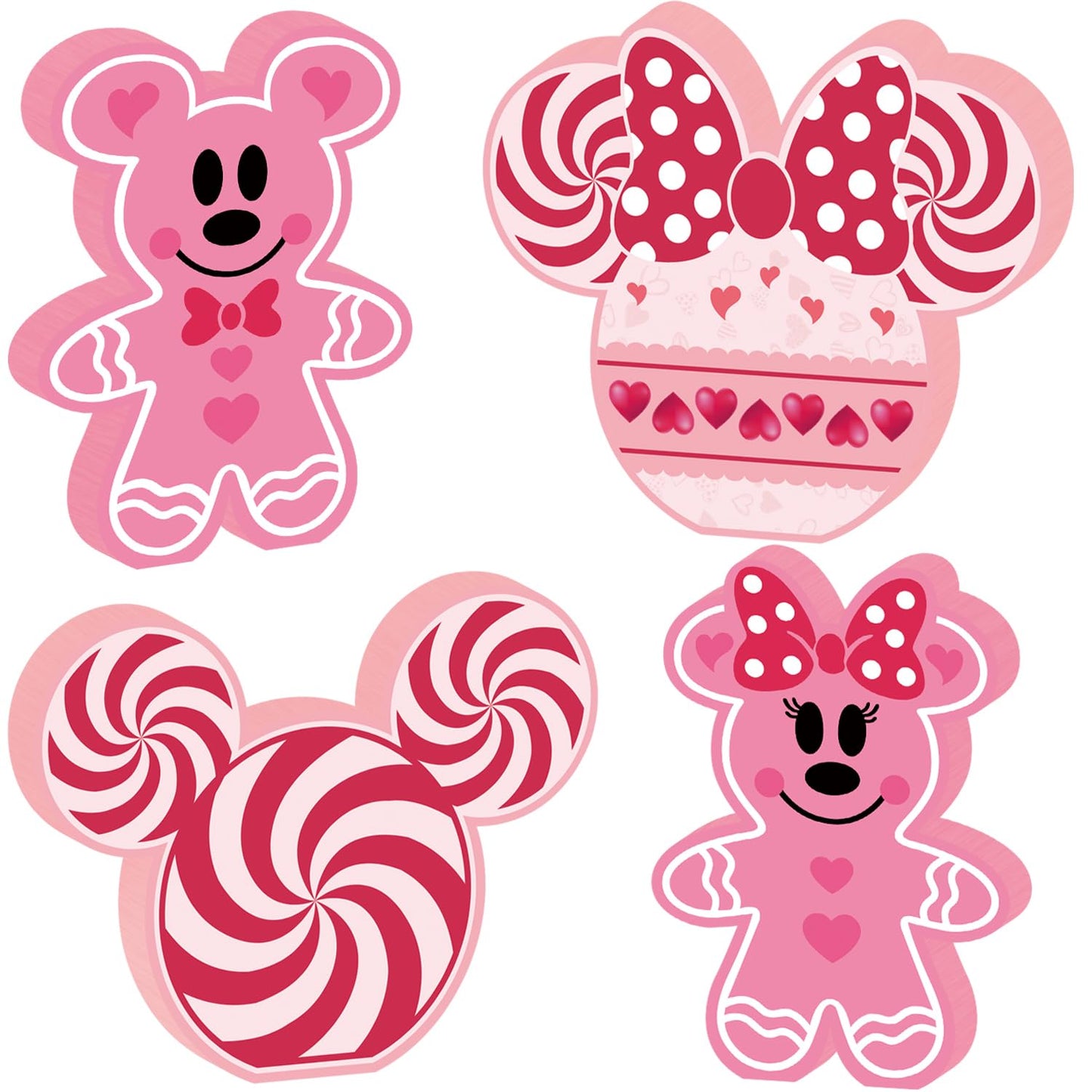 SZTZPW 4pcs Valentines Day Mouse Decorations – Pink Double-Sided Centerpieces for Tiered Trays