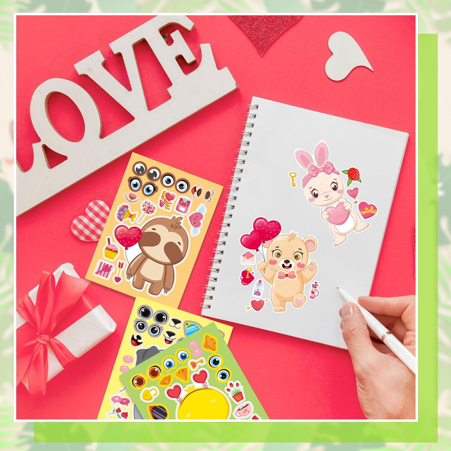 T-Antrix 24 Sheets Valentines Stickers – DIY Valentines Gifts for Kids & Classrooms