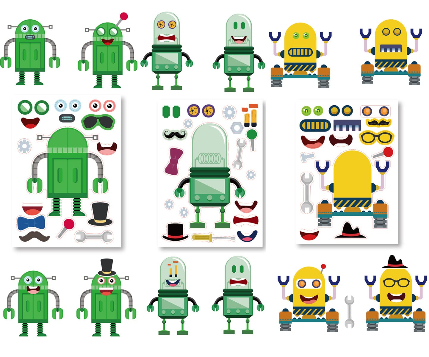 T-Antrix Make Your Own Robot Stickers – 24 Sheets for Kids DIY Robot Faces