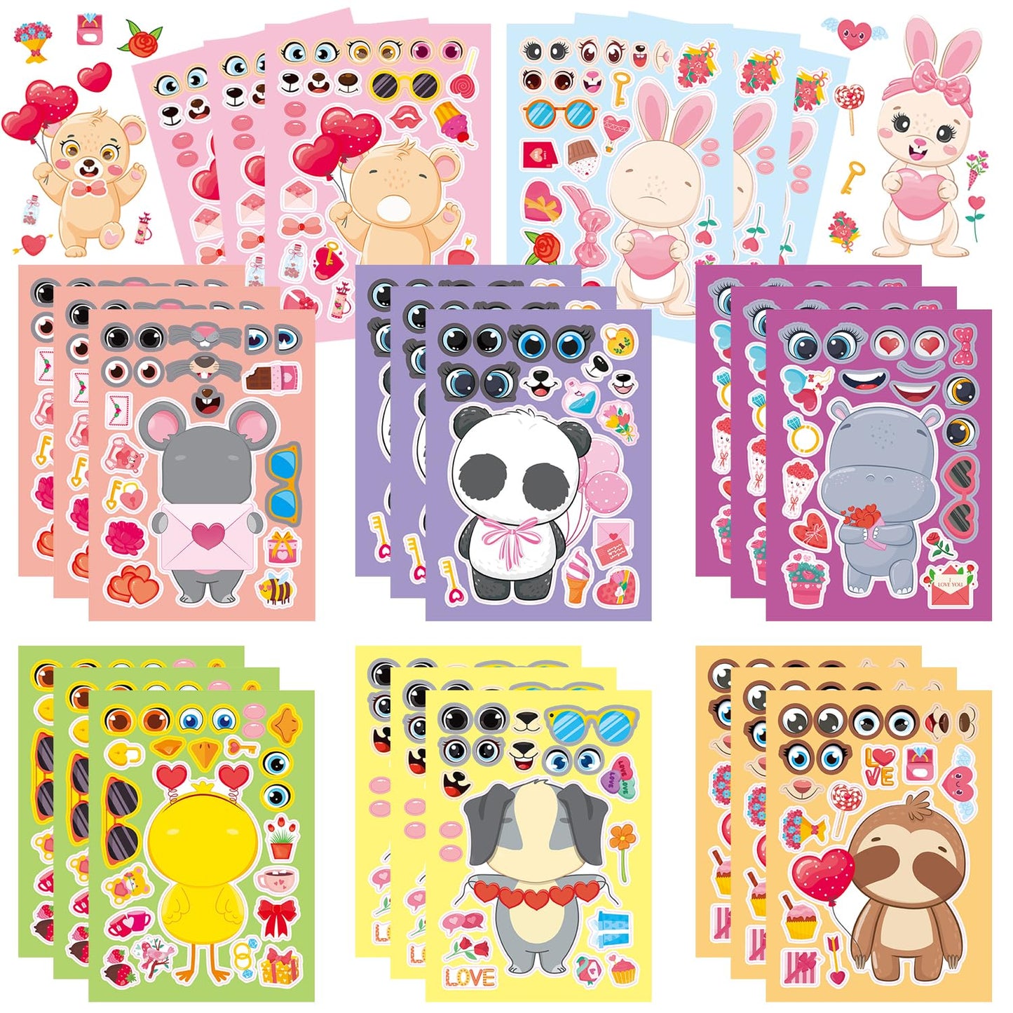 T-Antrix 24 Sheets Valentines Stickers – DIY Valentines Gifts for Kids & Classrooms