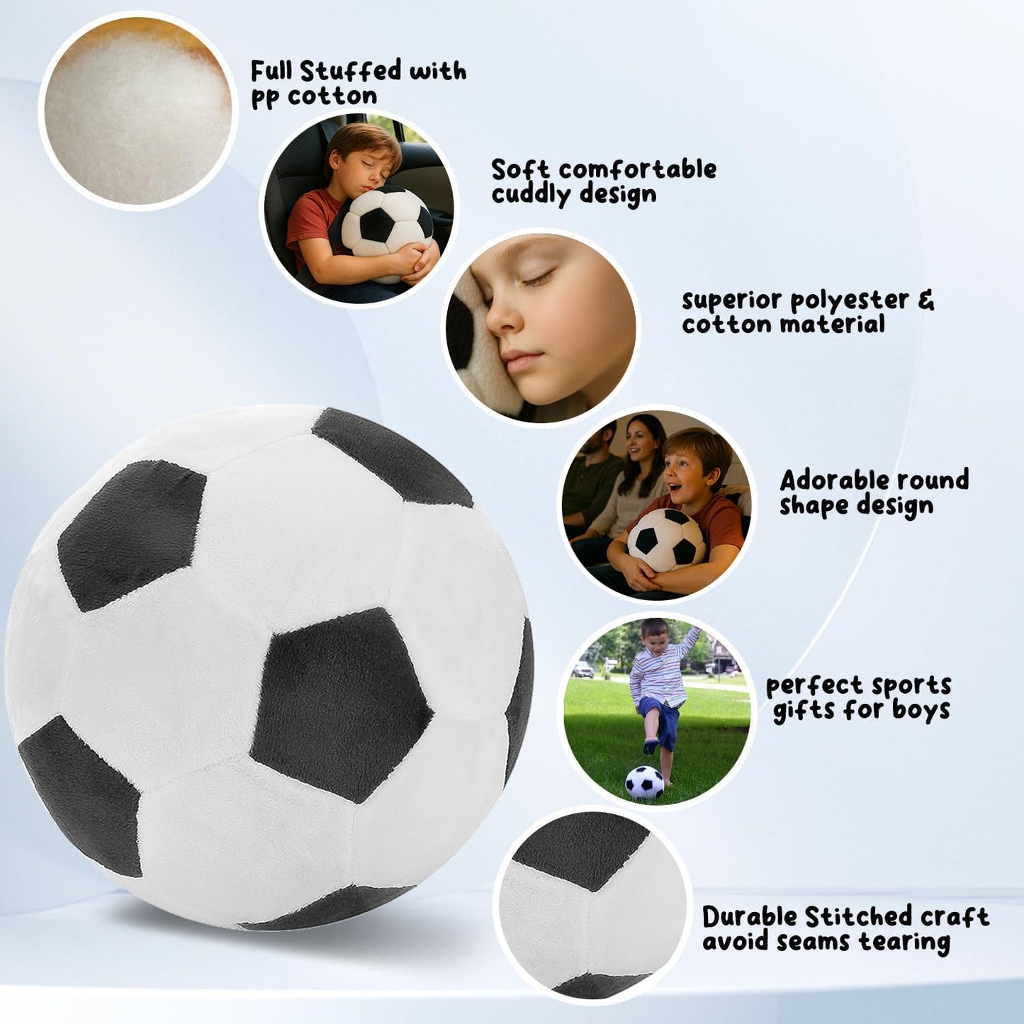 T play Soccer Ball Plush for Boys 3-9 | Double-Stitched 8-Inch Indoor Plush Ball