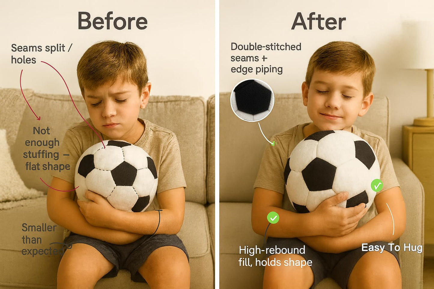 T play Soccer Ball Plush for Boys 3-9 | Double-Stitched 8-Inch Indoor Plush Ball