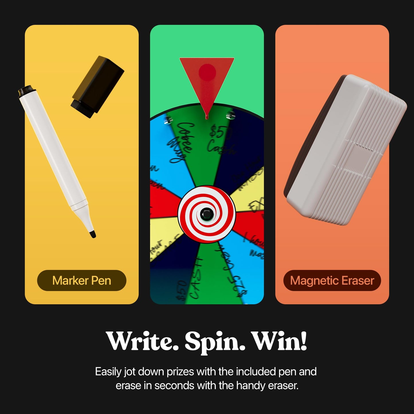 T-SIGN 12-Inch Heavy-Duty Spinning Prize Wheel – 10 Color Slots, Tabletop Roulette for Trade Shows