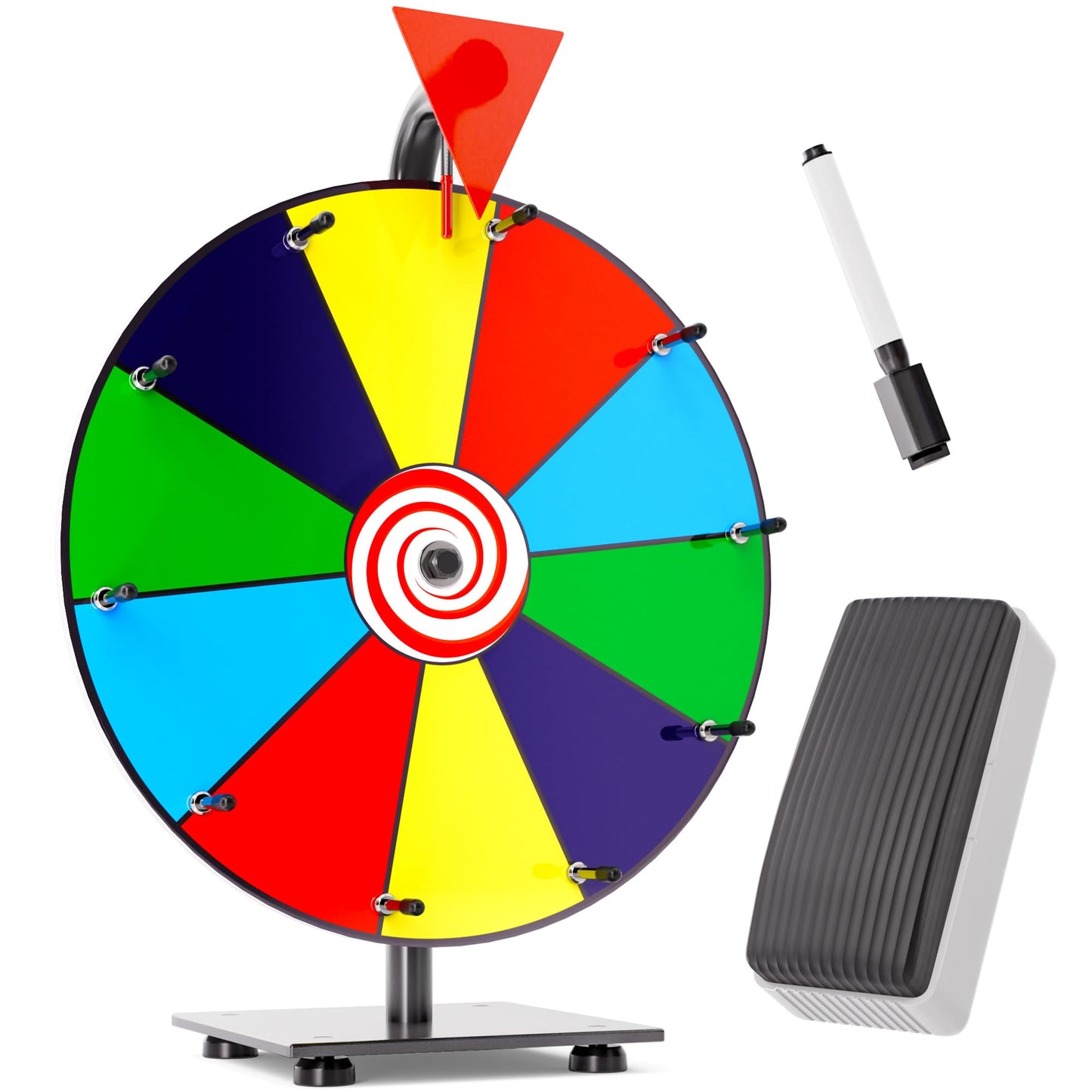 T-SIGN 12-Inch Heavy-Duty Spinning Prize Wheel – 10 Color Slots, Tabletop Roulette for Trade Shows