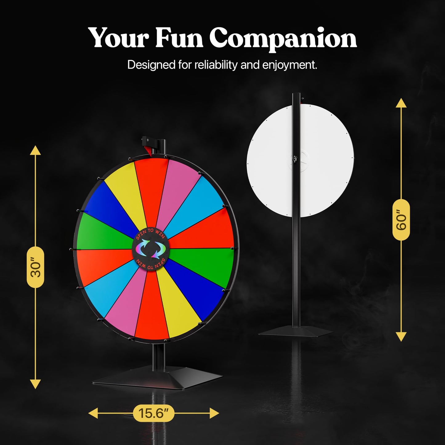 T-SIGN 24-Inch Dual-Use Spinning Prize Wheel – 14 Slots (Tabletop or Floor)