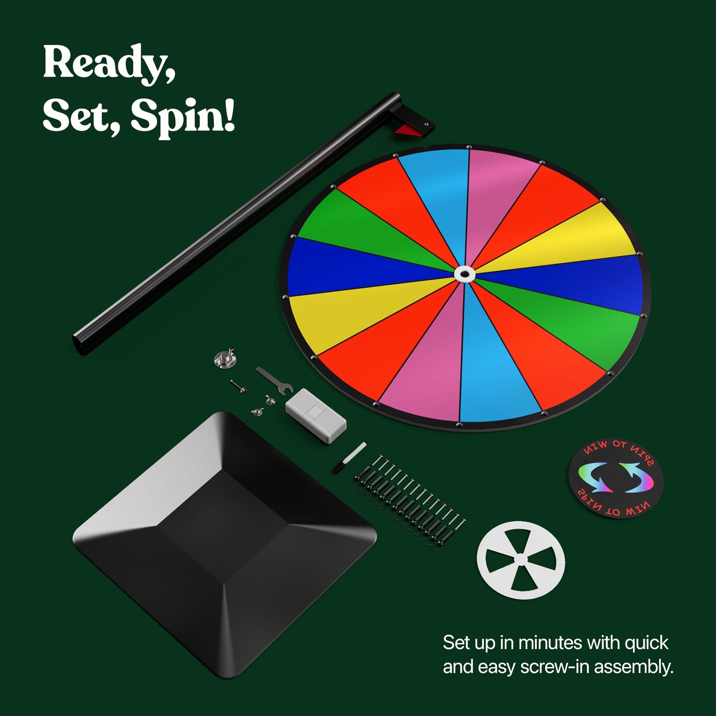 T-SIGN 24-Inch Dual-Use Spinning Prize Wheel – 14 Slots (Tabletop or Floor)