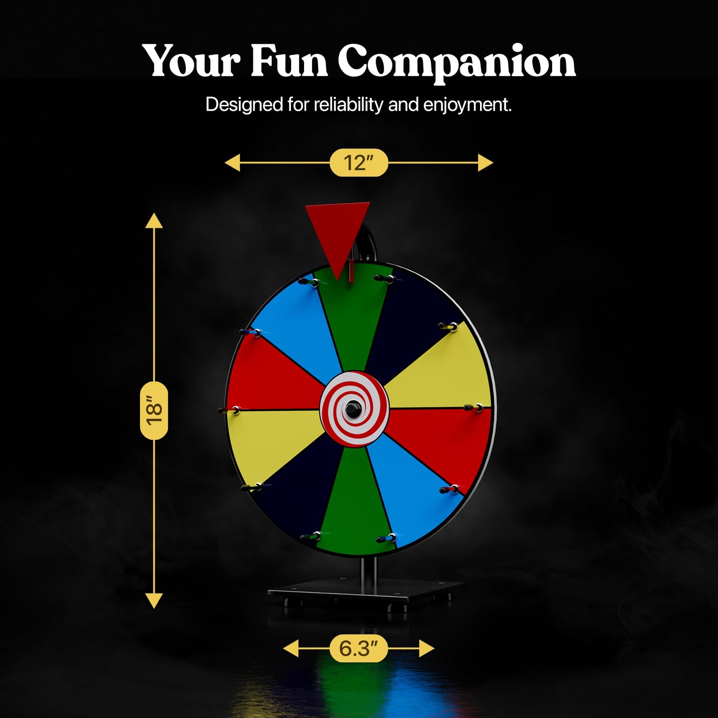 T-SIGN 12-Inch Heavy-Duty Spinning Prize Wheel – 10 Color Slots, Tabletop Roulette for Trade Shows