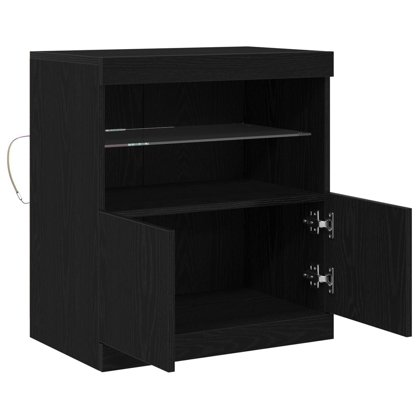 Modern Wooden Sideboard Storage Cabinet With LED Lights, 2 Doors & Shelves