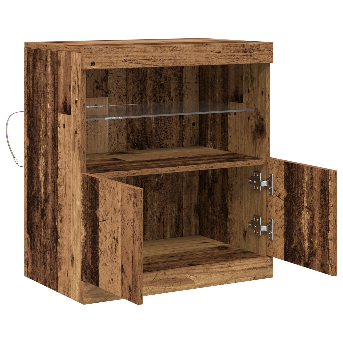 Modern Wooden Sideboard Storage Cabinet With LED Lights, 2 Doors & Shelves