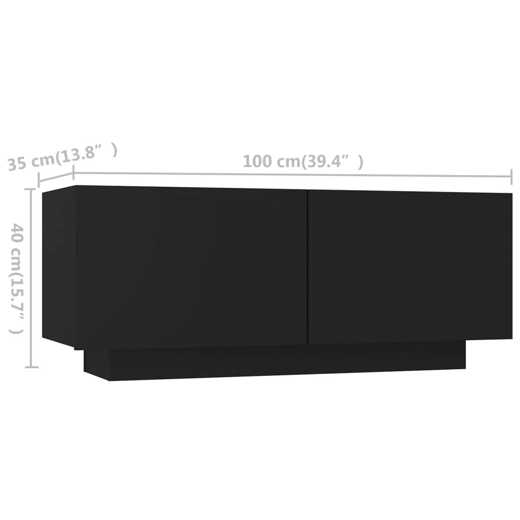 TV Cabinet with LED Lights Black 300x35x40 cm