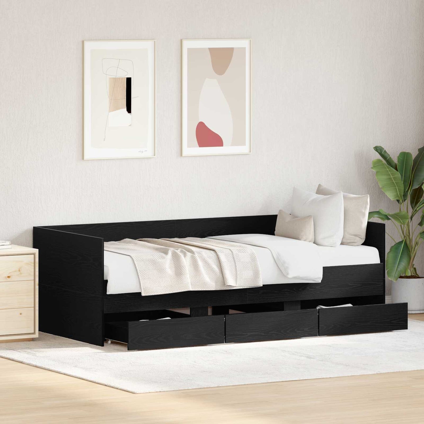 Daybed Black oak Engineered wood 90 x 190 cm Durable Daybed
