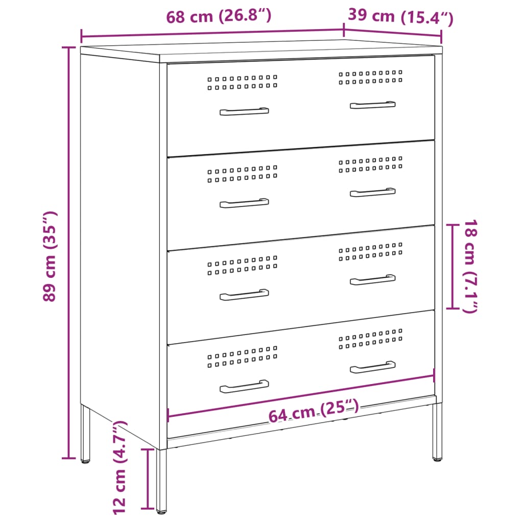 Sideboard Black 68x39x89 cm Steel