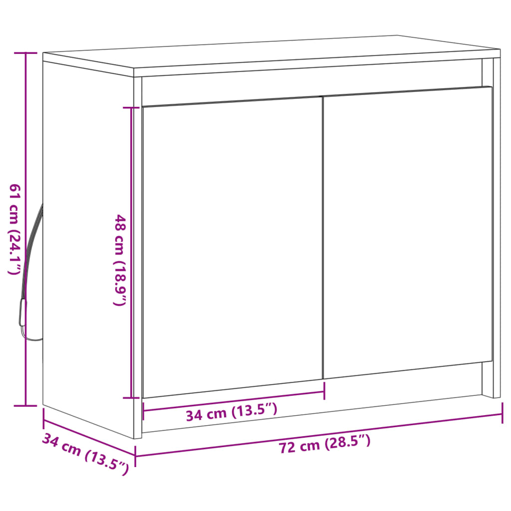 Modern Wooden 2 Door Home Sideboard Storage Cabinet Unit With LED Lights
