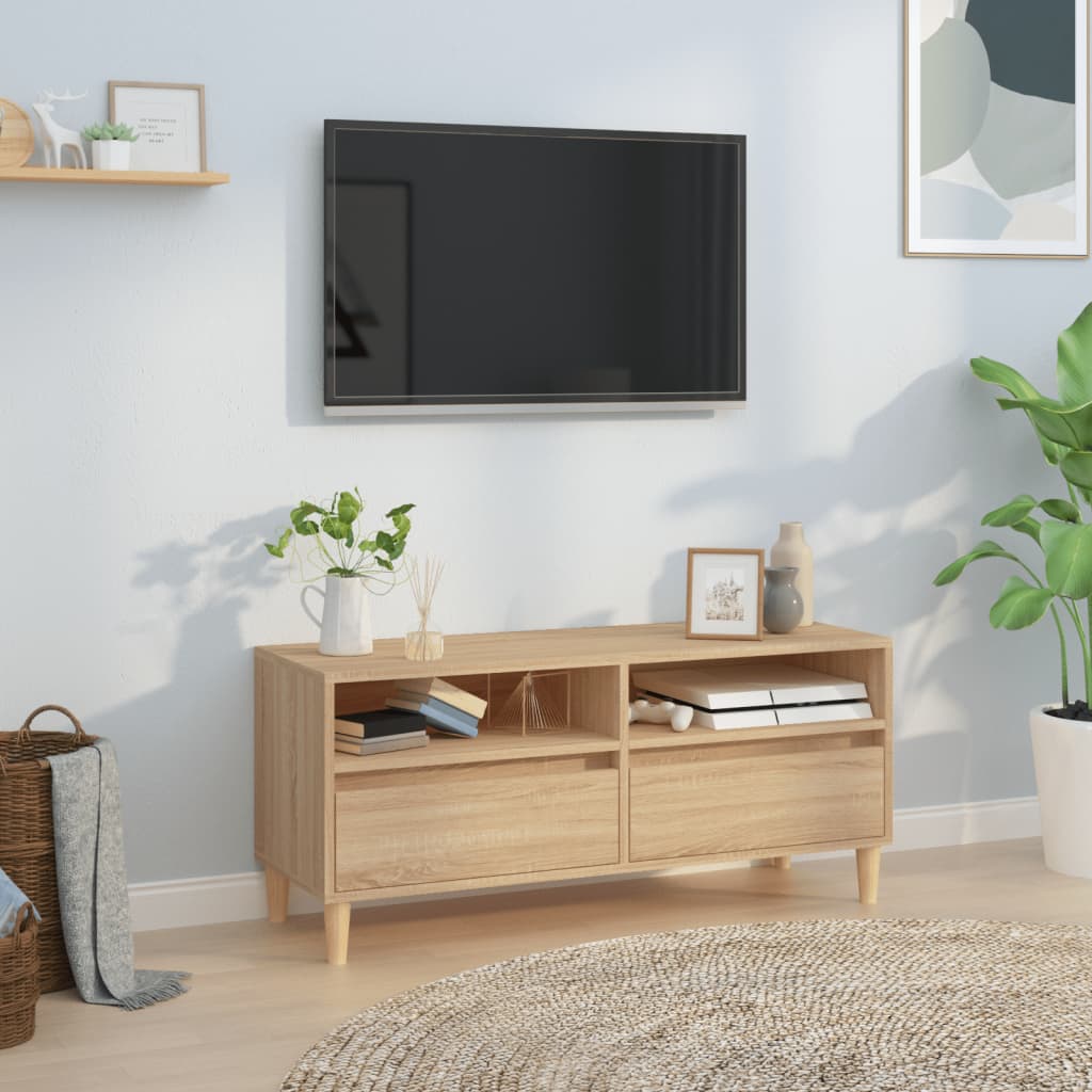 Modern Wooden 40 Inch TV Tele Stand Unit Cabinet With 2 Storage Drawers