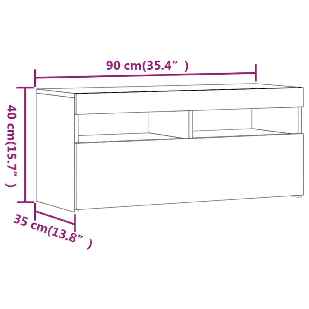 Modern Wooden TV Tele Stand Media Unit Cabinet With Storage & LED Lights Wood