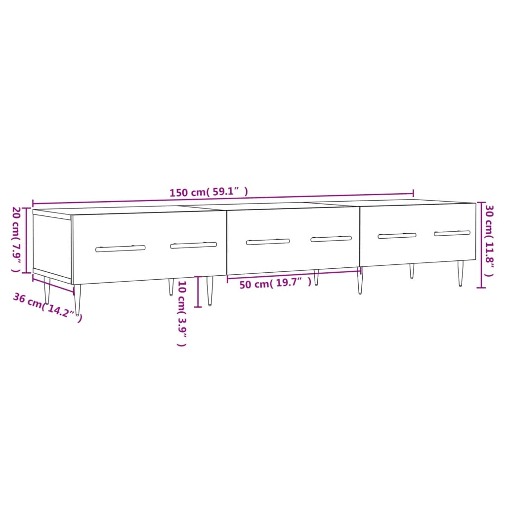 TV Cabinet Smoked Oak 150x36x30 cm Engineered Wood