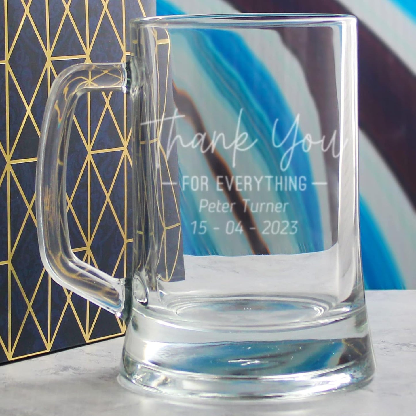 Engraved Beer Mug Stein with Thank You for Everything Design