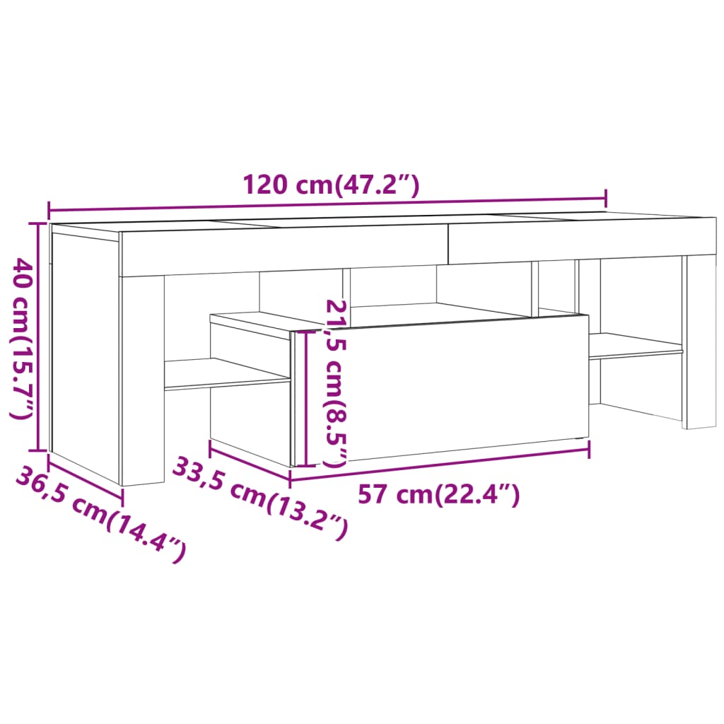 TV Cabinet with LED Lights Sonoma Oak 120x35x40 cm