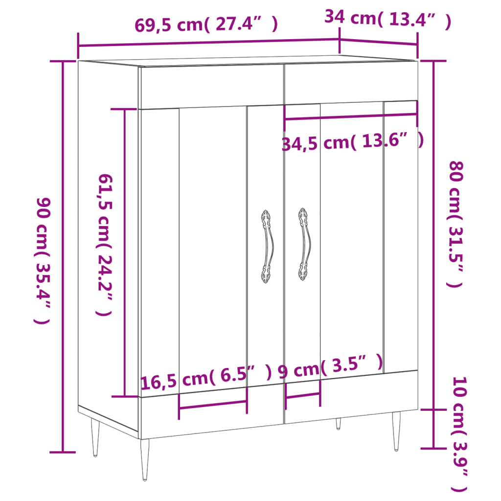 Modern Wooden 2 Door Sideboard Storage Cabinet Unit With Glass Doors Wood