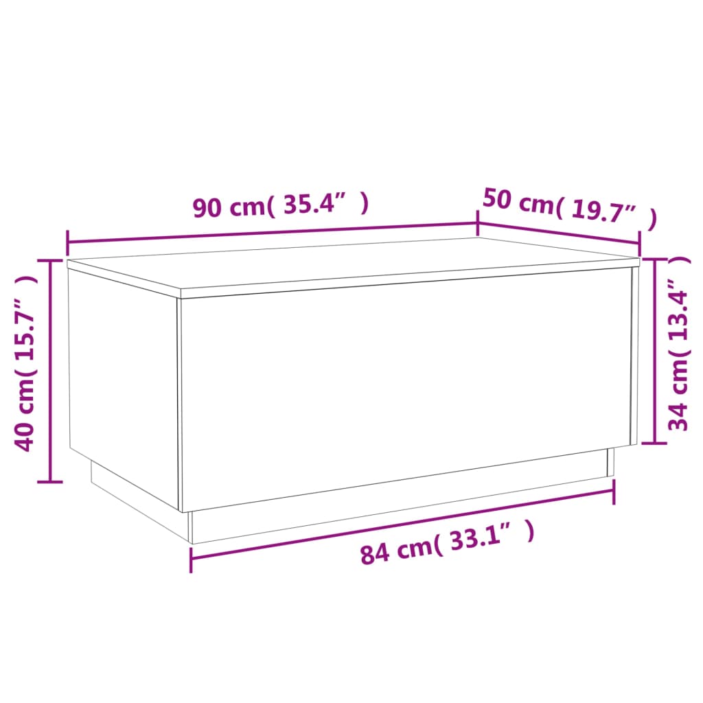 Modern Wooden Living Room Rectangular Coffee Table With LED Lights Wood Tables