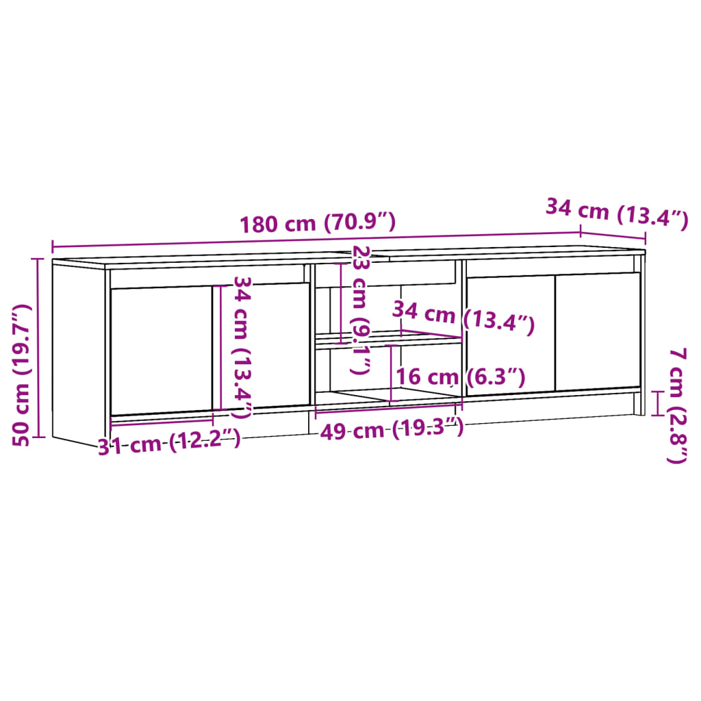 Modern Wooden 70 Inch TV Tele Stand Unit Cabinet With LED Lights & Storage