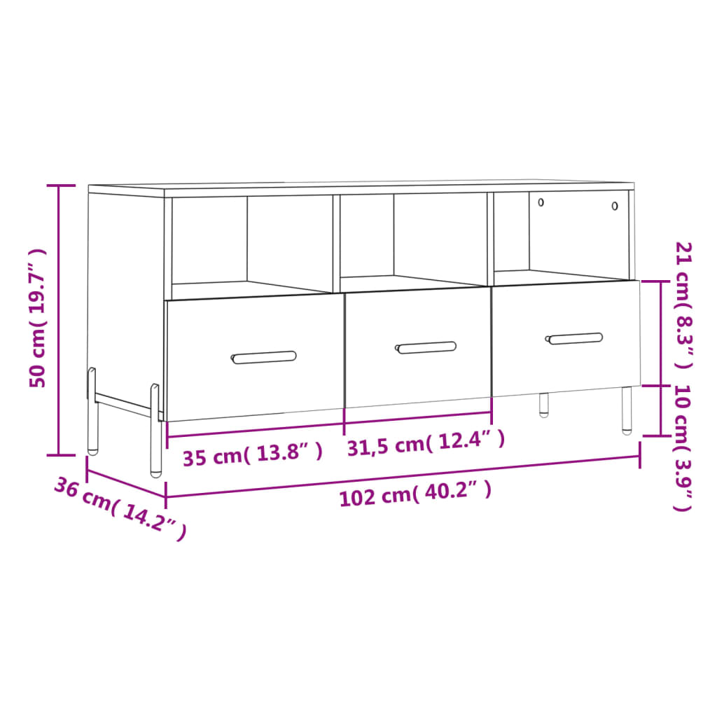 Modern Wooden TV Tele Stand Unit Cabinet With 3 Drawers & Storage Compartments