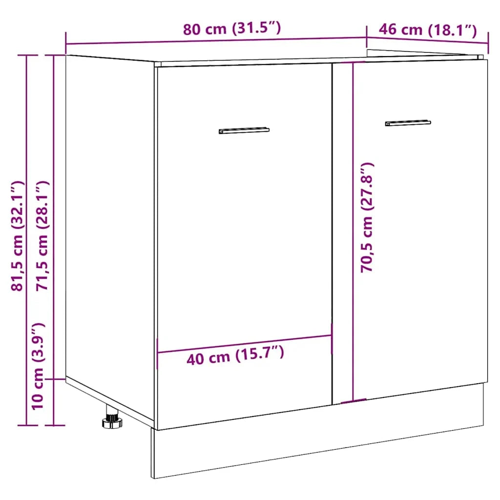 Sink Bottom Cabinet Lyon Concrete Grey 80x46x81.5 cm Engineered Wood
