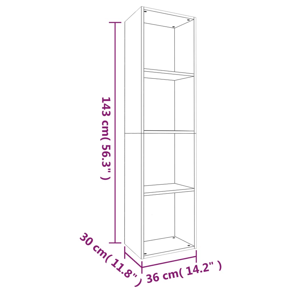 Book Cabinet/TV Cabinet Smoked Oak 36x30x143 cm Engineered Wood