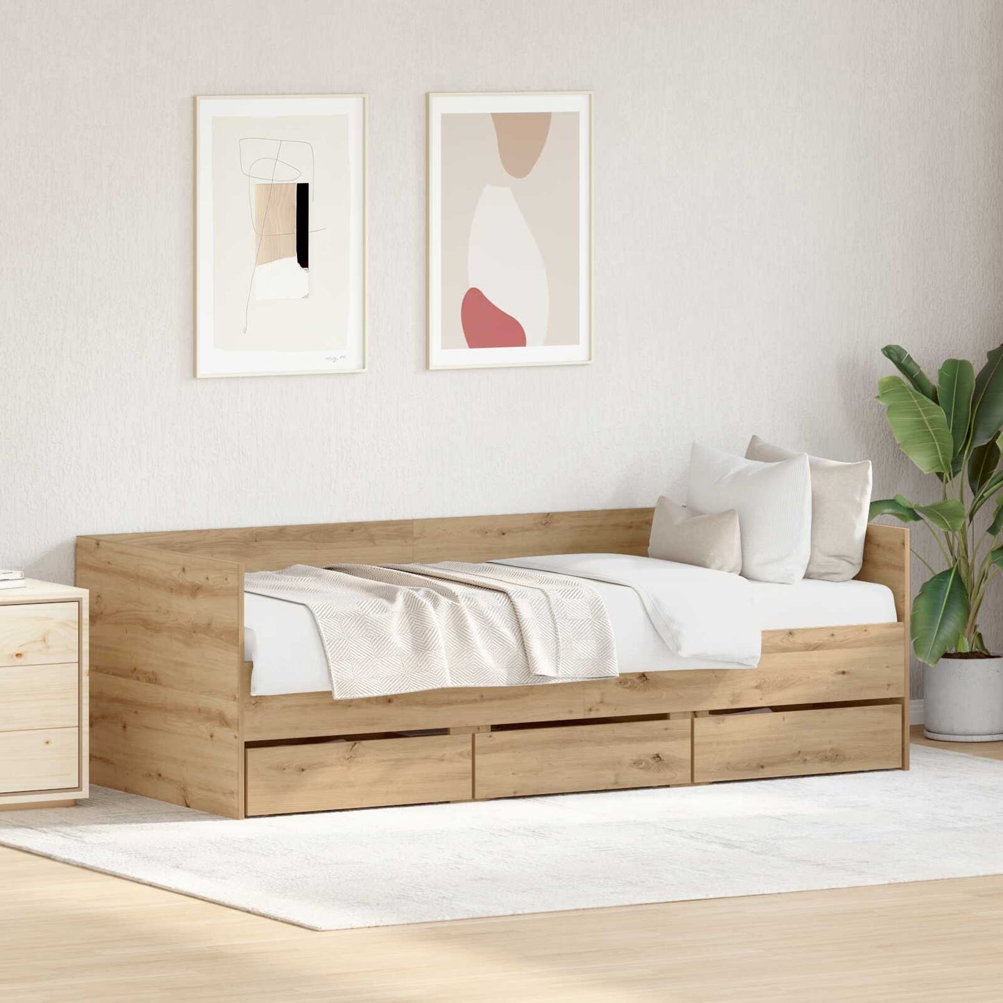 Daybed Artisan oak Engineered wood 90 x 190 cm Durable Daybed