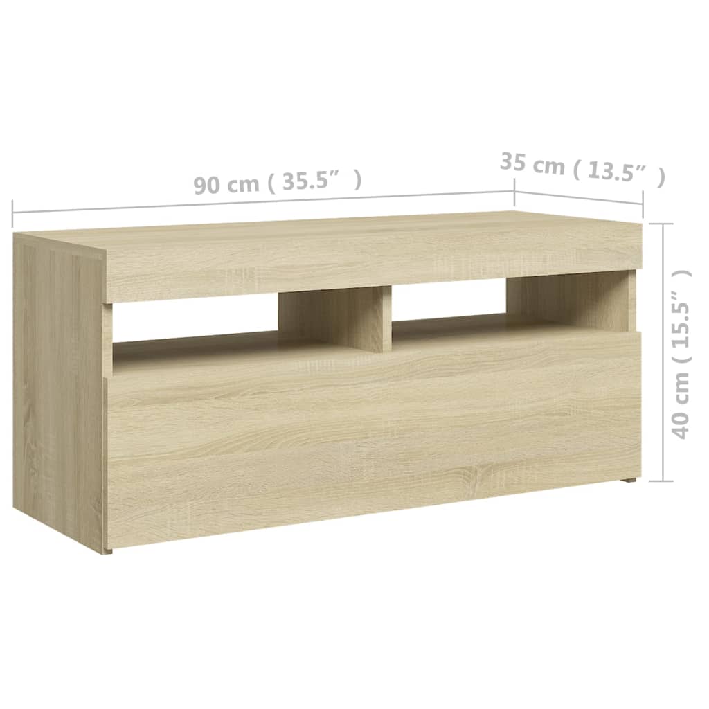 Modern Wooden TV Tele Stand Media Unit Cabinet With Storage & LED Lights Wood