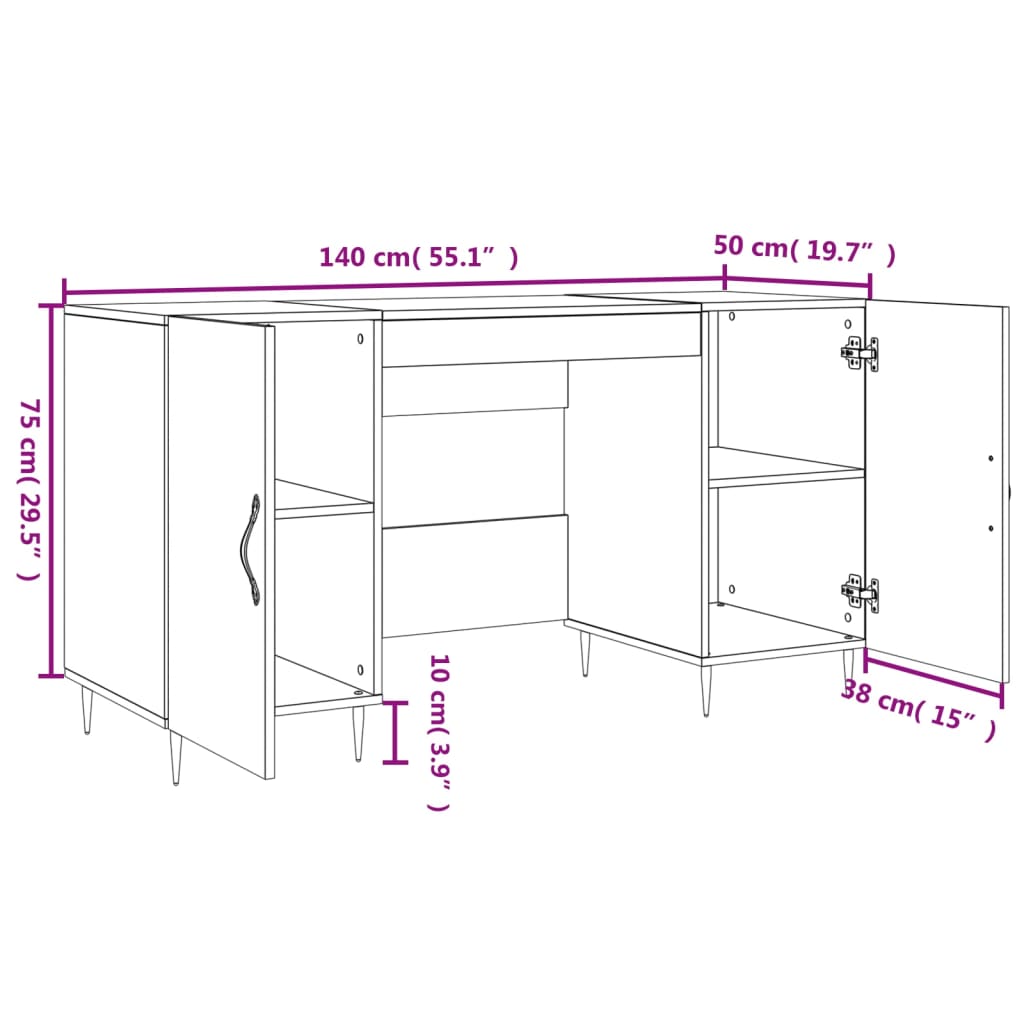 Desk Smoked Oak 140x50x75 cm Engineered Wood