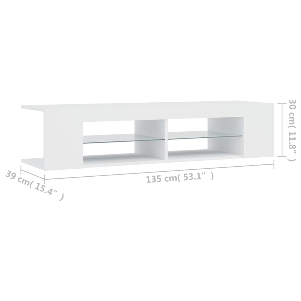 TV Cabinet with LED Lights White 135x39x30 cm