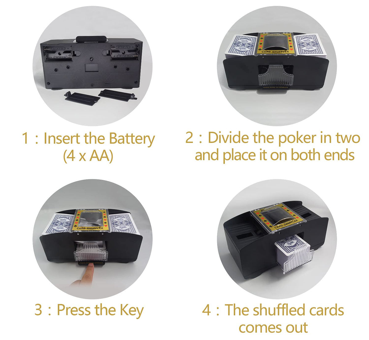 TAAVOP Automatic Card Shuffler — 1-2 Deck Battery-Operated Shuffler for UNO, Poker & More