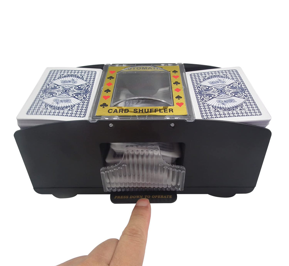 TAAVOP Automatic Card Shuffler — 1-2 Deck Battery-Operated Shuffler for UNO, Poker & More