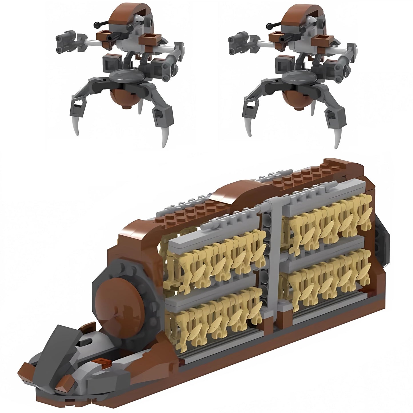 Tabitgs Battle Soldiers Army Build Kit – 537 Pieces, 32 Soldiers, 2 Droidekas, Platoon Attack Craft