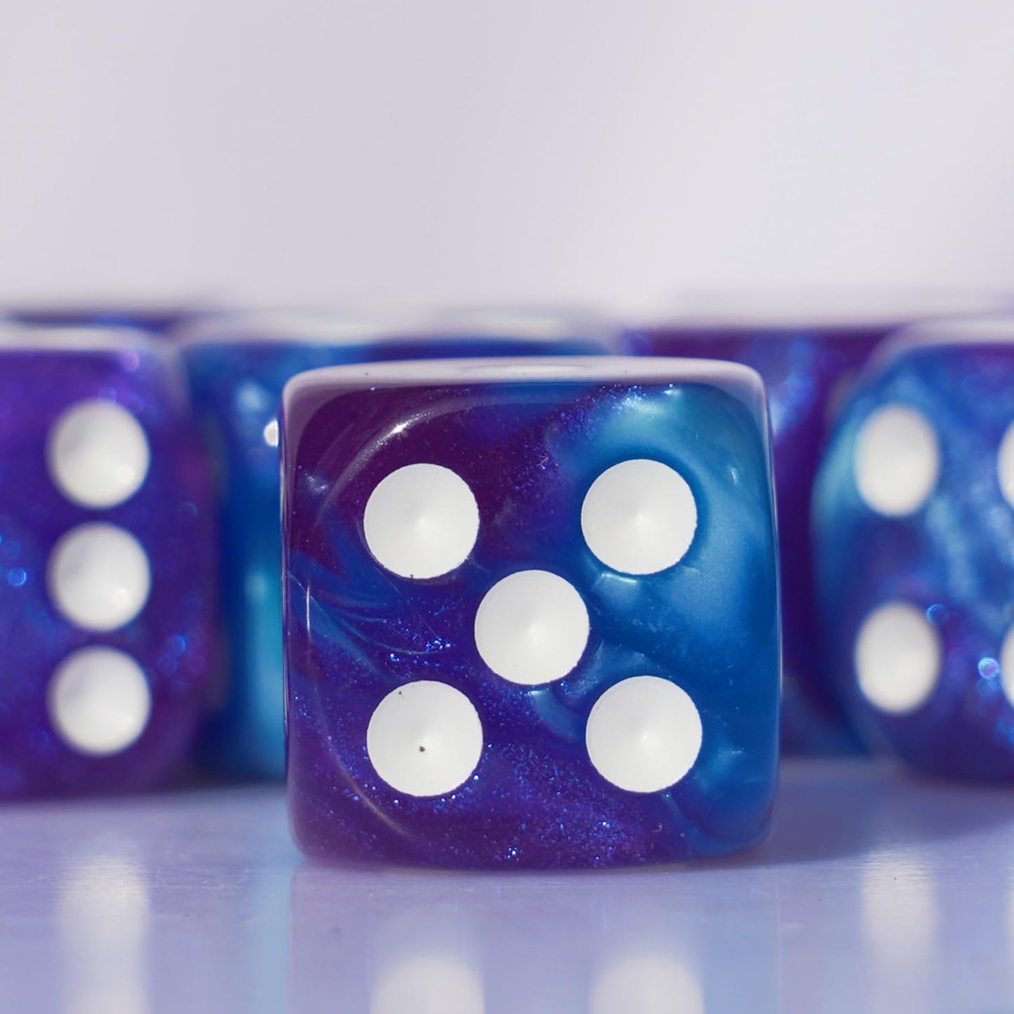 10 PC D6 Dice Set 16mm Acrylic – Purple & Blue for RPGs, MTG, DND